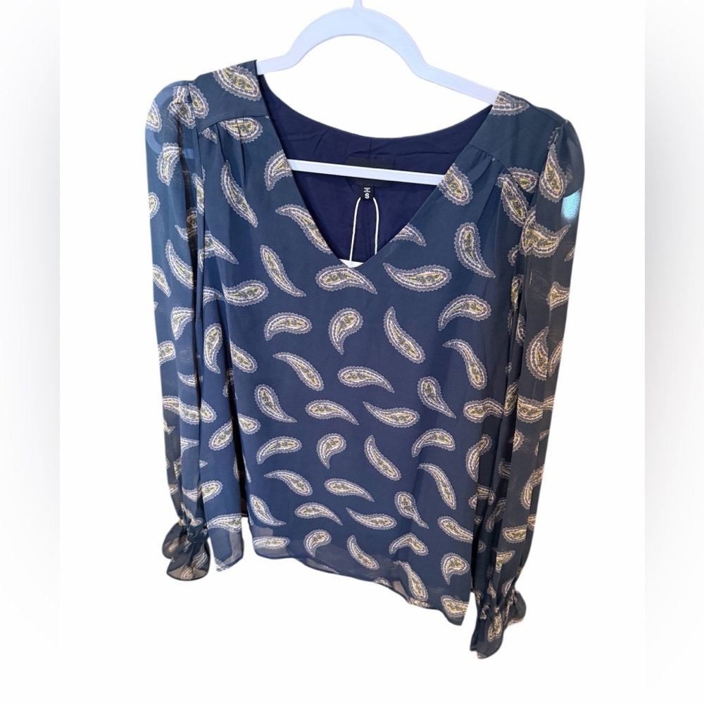 Heyson Navy Paisley Blouse- Small - Picture 2 of 3